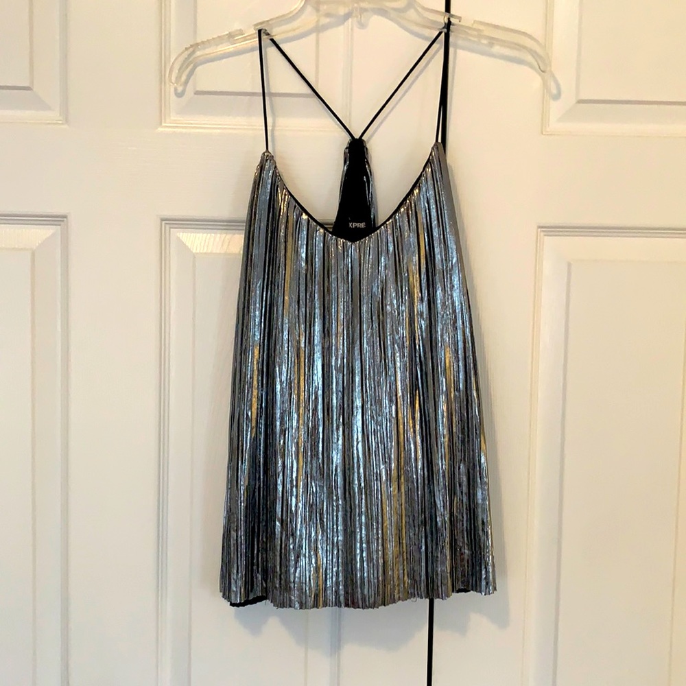 Chrome/silver racerback tank